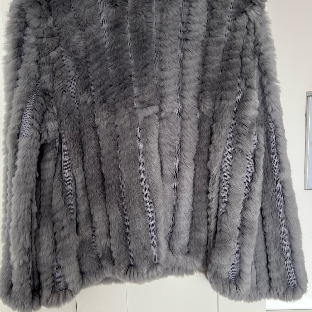 Heartloom Gray Plush Faux Fur Teddy Jacket - Picture 5 of 8